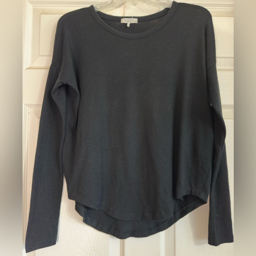 Rag & Bone Nordstrom Women's Black Long Sleeves Thermal Top for Layering Size S